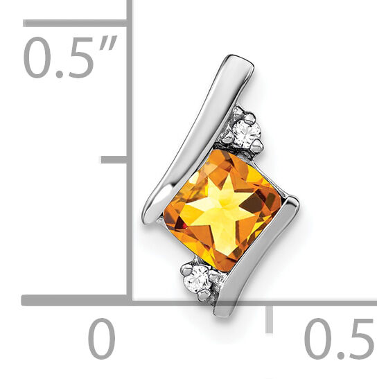 14K White Gold  Cushion Citrine and Diamond Chain Slide-PM7398-CI-002-WA