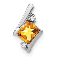 14K White Gold  Cushion Citrine and Diamond Chain Slide-PM7398-CI-002-WA