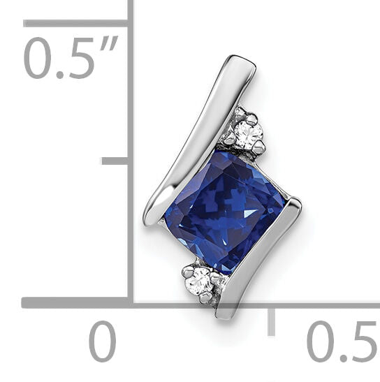 14K White Gold  Cushion Cr. Sapphire and Diamond Chain Slide-PM7398-CSA-002-WA