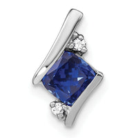 14K White Gold  Cushion Cr. Sapphire and Diamond Chain Slide-PM7398-CSA-002-WA
