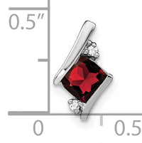 14K White Gold  Cushion Garnet and Diamond Chain Slide-PM7398-GA-002-WA