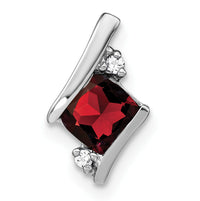 14K White Gold  Cushion Garnet and Diamond Chain Slide-PM7398-GA-002-WA
