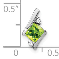 14K White Gold  Cushion Peridot and Diamond Chain Slide-PM7398-PE-002-WA