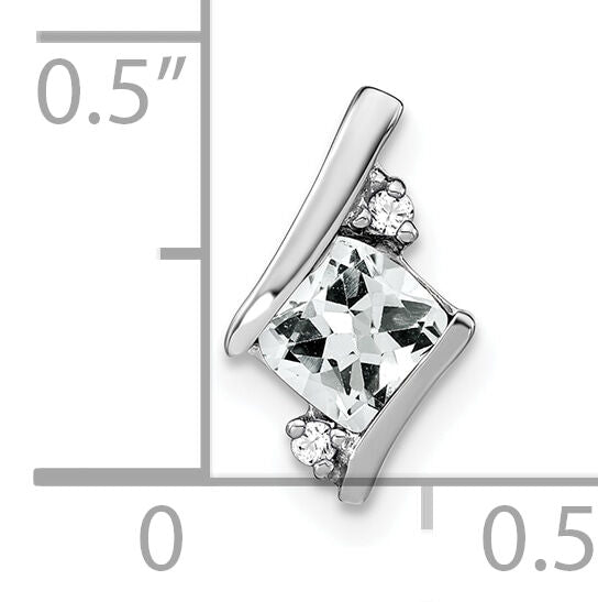 14K White Gold  Cushion White Topaz and Diamond Chain Slide-PM7398-WT-002-WA