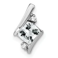 14K White Gold  Cushion White Topaz and Diamond Chain Slide-PM7398-WT-002-WA
