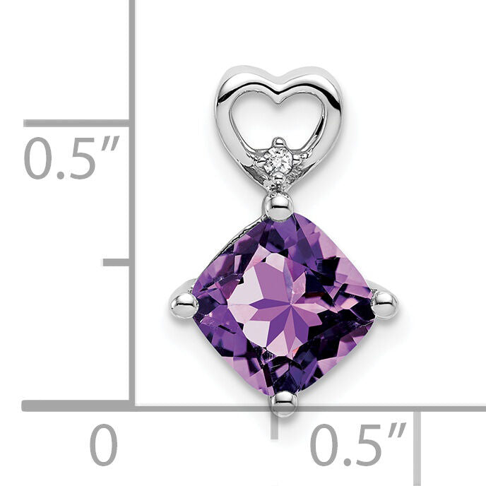 14k White Gold Amethyst and Diamond Heart Chain Slide-PM7399-AM-001-WA