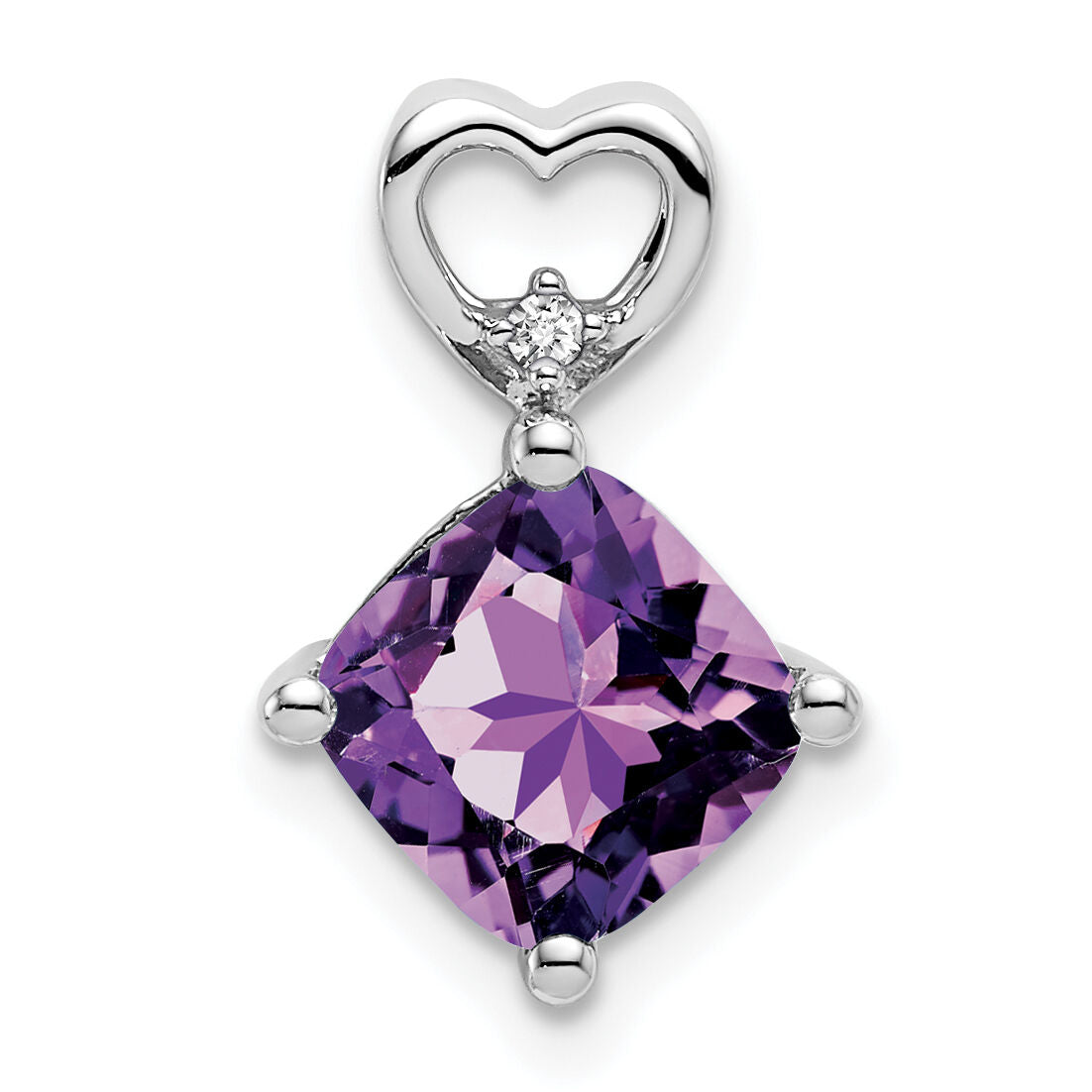 14k White Gold Amethyst and Diamond Heart Chain Slide-PM7399-AM-001-WA
