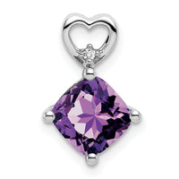 14k White Gold Amethyst and Diamond Heart Chain Slide-PM7399-AM-001-WA