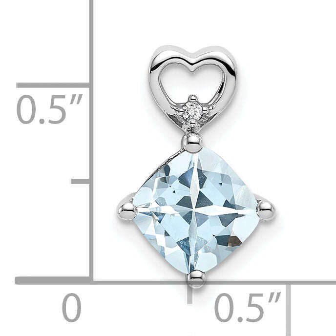 14k White Gold Aquamarine and Diamond Heart Chain Slide-PM7399-AQ-001-WA