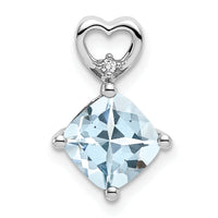 14k White Gold Aquamarine and Diamond Heart Chain Slide-PM7399-AQ-001-WA