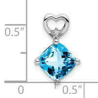 14k White Gold Blue Topaz and Diamond Heart Chain Slide-PM7399-BT-001-WA