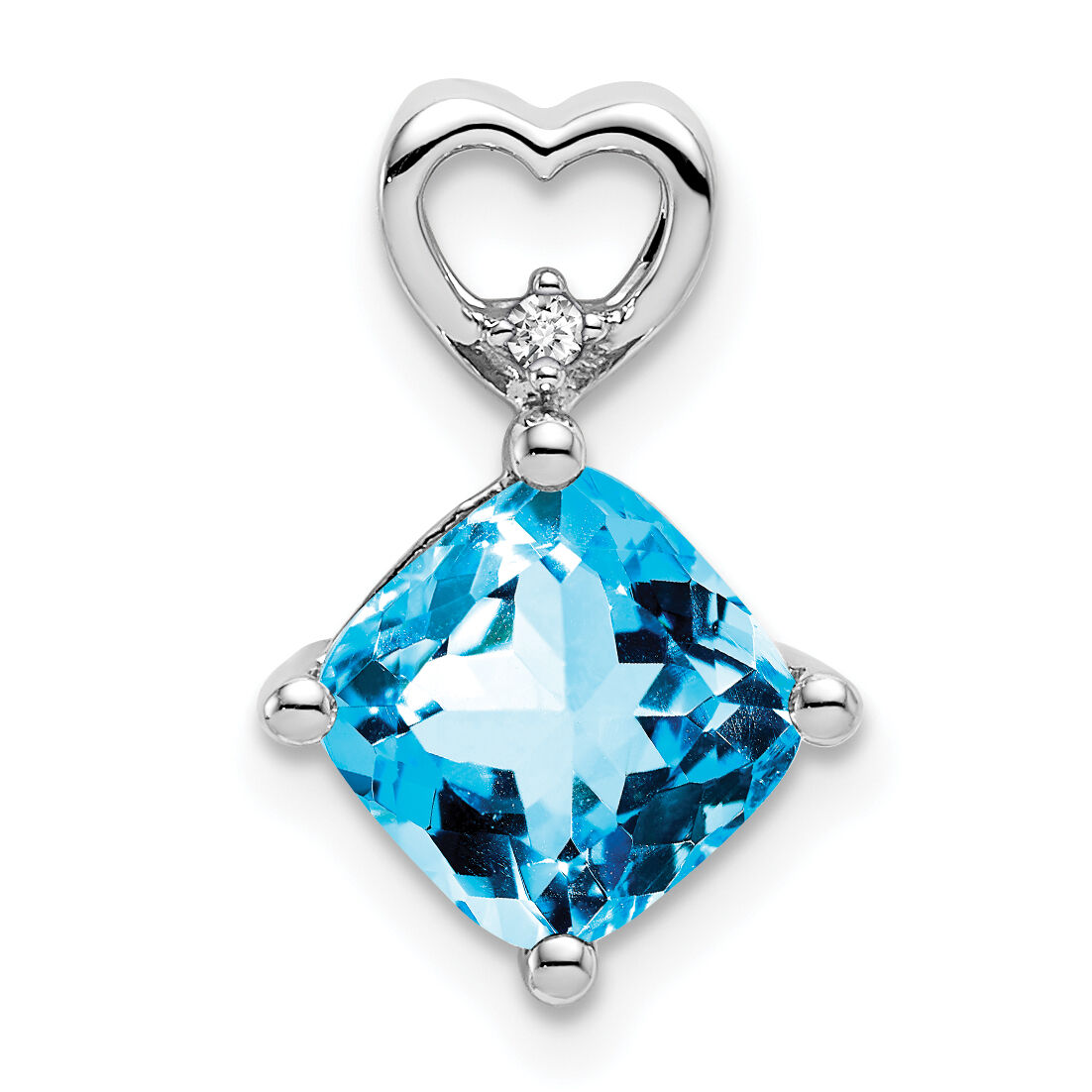 14k White Gold Blue Topaz and Diamond Heart Chain Slide-PM7399-BT-001-WA