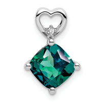 14k White Gold Created Alexandrite and Diamond Heart Chain Slide-PM7399-CA-001-WA