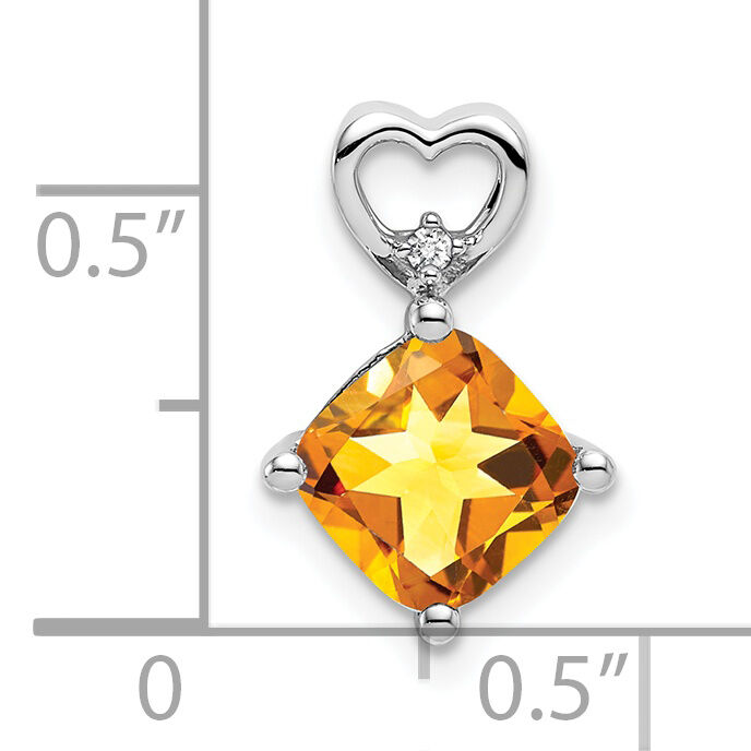 14k White Gold Citrine and Diamond Heart Chain Slide-PM7399-CI-001-WA