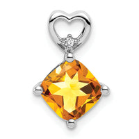 14k White Gold Citrine and Diamond Heart Chain Slide-PM7399-CI-001-WA