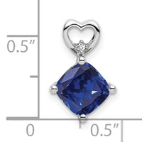 14k White Gold Created Sapphire and Diamond Heart Chain Slide-PM7399-CSA-001-WA