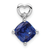 14k White Gold Created Sapphire and Diamond Heart Chain Slide-PM7399-CSA-001-WA