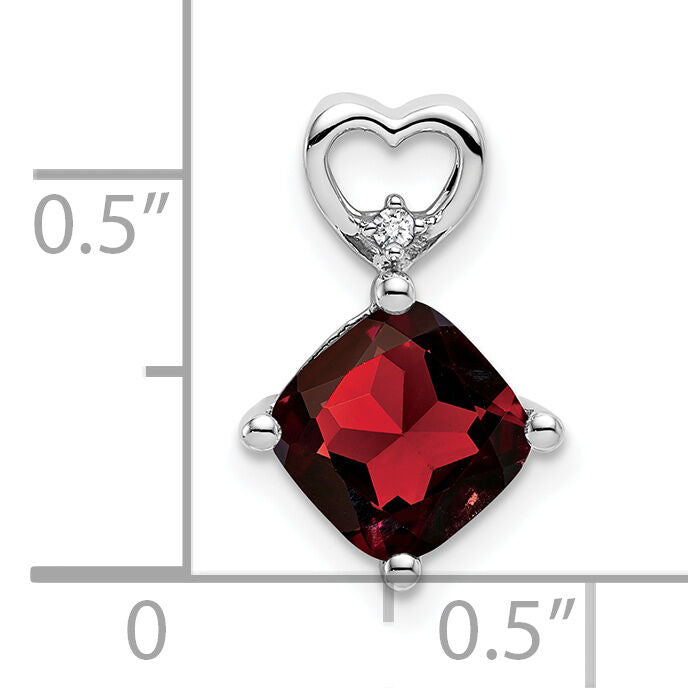14k White Gold Garnet and Diamond Heart Chain Slide-PM7399-GA-001-WA