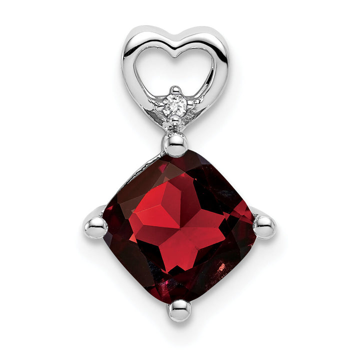 14k White Gold Garnet and Diamond Heart Chain Slide-PM7399-GA-001-WA