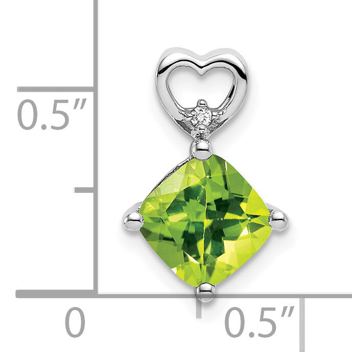 14k White Gold Peridot and Diamond Heart Chain Slide-PM7399-PE-001-WA