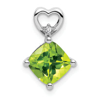 14k White Gold Peridot and Diamond Heart Chain Slide-PM7399-PE-001-WA