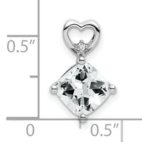 14k White Gold White Topaz and Diamond Heart Chain Slide-PM7399-WT-001-WA