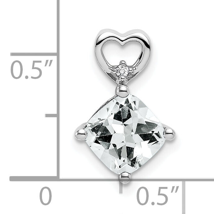 14k White Gold White Topaz and Diamond Heart Chain Slide-PM7399-WT-001-WA