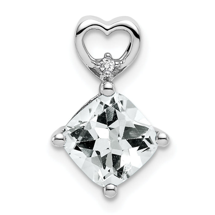 14k White Gold White Topaz and Diamond Heart Chain Slide-PM7399-WT-001-WA