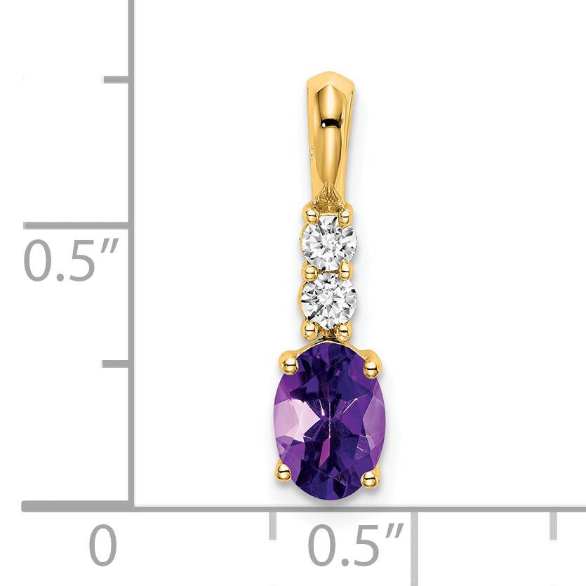 14K Oval Amethyst and Diamond Pendant-PM7406-AM-013-YA
