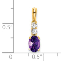 14K Oval Amethyst and Diamond Pendant-PM7406-AM-013-YA