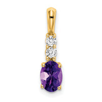 14K Oval Amethyst and Diamond Pendant-PM7406-AM-013-YA
