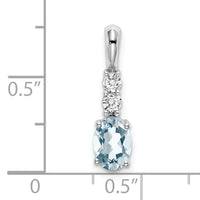 14k White Gold Oval Aquamarine and Diamond Pendant-PM7406-AQ-013-WA
