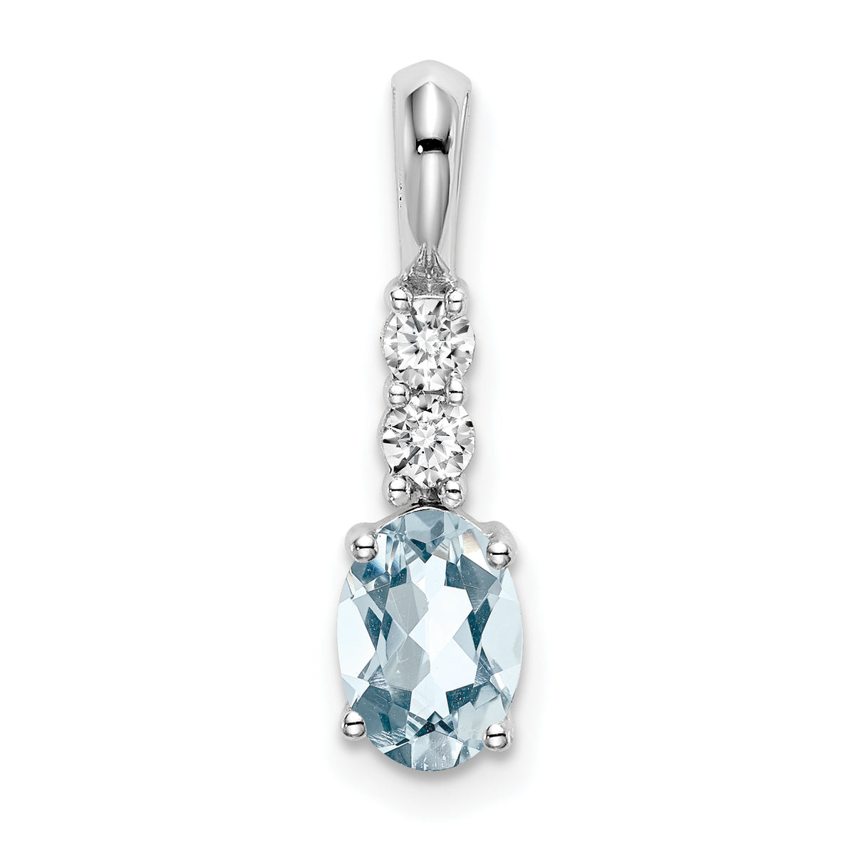 14k White Gold Oval Aquamarine and Diamond Pendant-PM7406-AQ-013-WA
