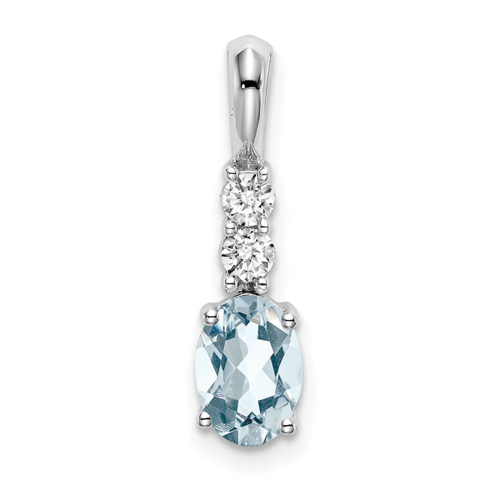 14k White Gold Oval Aquamarine and Diamond Pendant-PM7406-AQ-013-WA