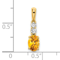 14K Oval Citrine and Diamond Pendant-PM7406-CI-013-YA