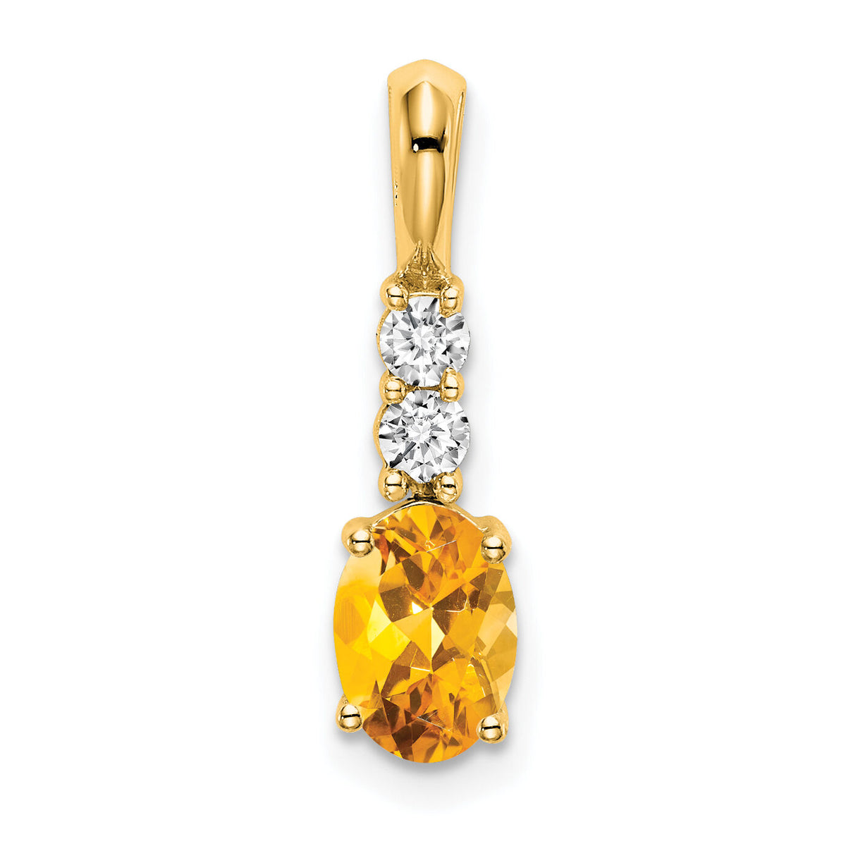 14K Oval Citrine and Diamond Pendant-PM7406-CI-013-YA