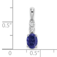 14k White Gold Oval Created Sapphire and Diamond Pendant-PM7406-CSA-013-WA