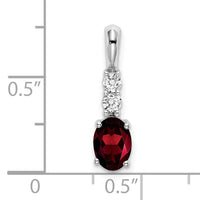 14k White Gold Oval Garnet and Diamond Pendant-PM7406-GA-013-WA