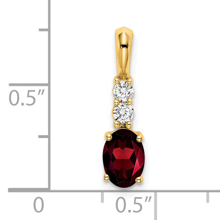 14K Oval Garnet and Diamond Pendant-PM7406-GA-013-YA