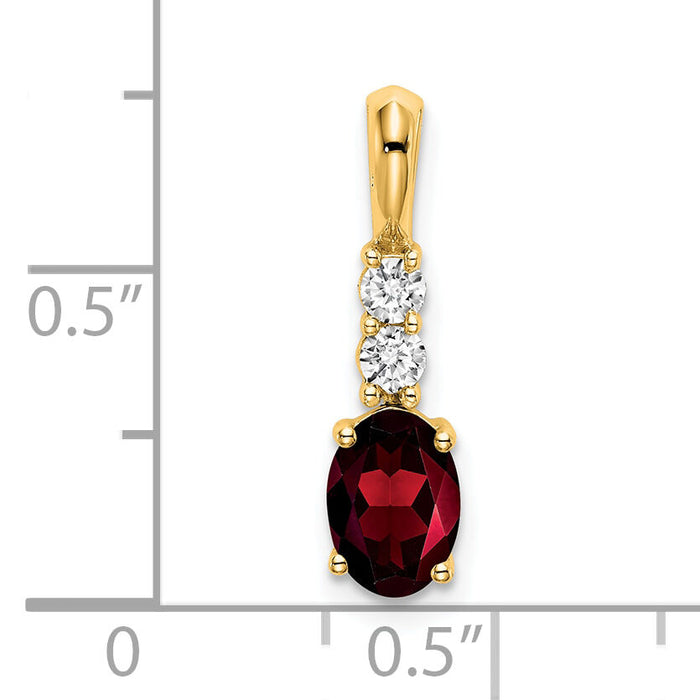 14K Oval Garnet and Diamond Pendant-PM7406-GA-013-YA