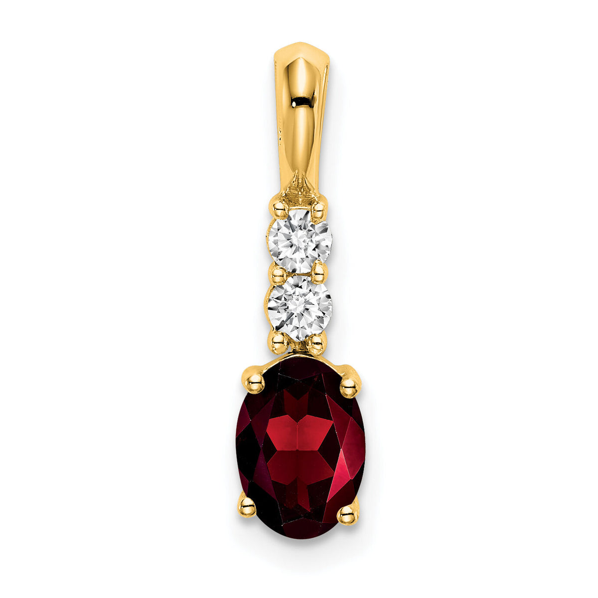 14K Oval Garnet and Diamond Pendant-PM7406-GA-013-YA