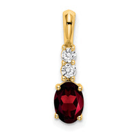 14K Oval Garnet and Diamond Pendant-PM7406-GA-013-YA