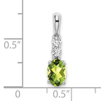 14k White Gold Oval Peridot and Diamond Pendant-PM7406-PE-013-WA