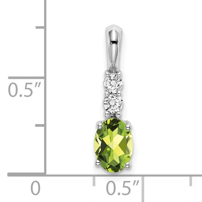 14k White Gold Oval Peridot and Diamond Pendant-PM7406-PE-013-WA