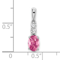 14k White Gold Oval Pink Tourmaline and Diamond Pendant-PM7406-PT-013-WA
