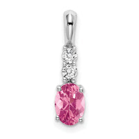 14k White Gold Oval Pink Tourmaline and Diamond Pendant-PM7406-PT-013-WA