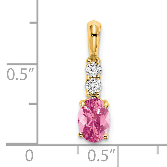 14K Oval Pink Tourmaline and Diamond Pendant-PM7406-PT-013-YA