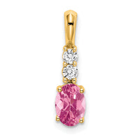 14K Oval Pink Tourmaline and Diamond Pendant-PM7406-PT-013-YA