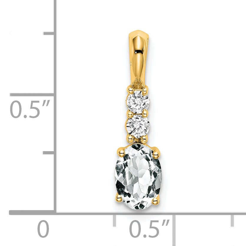 14K Oval White Topaz and Diamond Pendant-PM7406-WT-013-YA