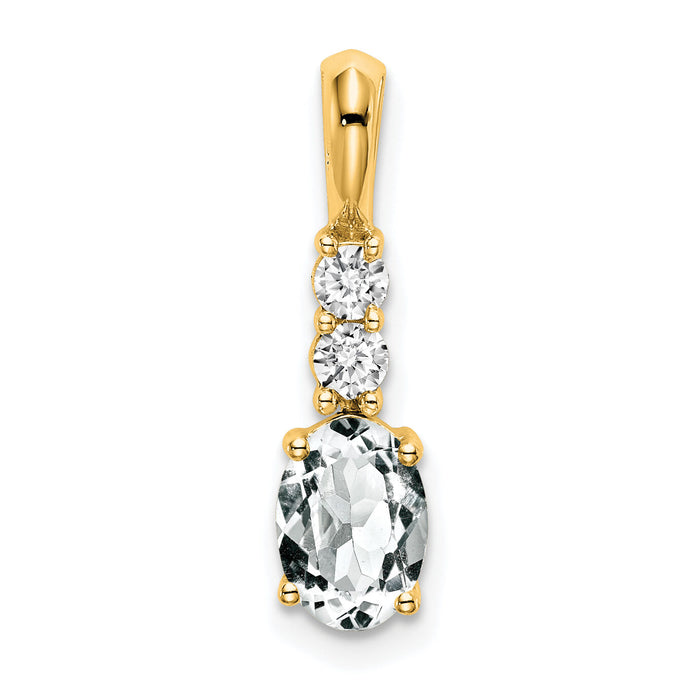 14K Oval White Topaz and Diamond Pendant-PM7406-WT-013-YA